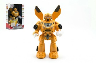 Robot chodící plast 20cm na baterie se zvukem se světlem v krabici