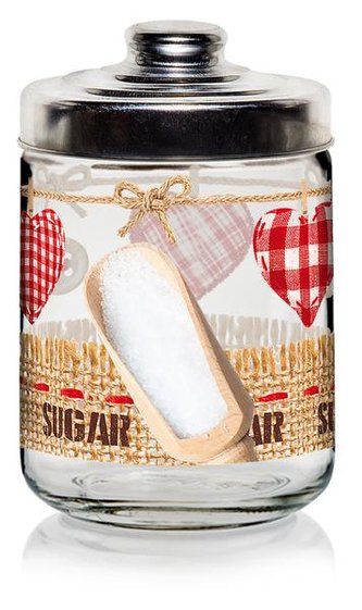 DÓZA SKLO S VÍČKEM NA CUKR 800ML,VALENTINA DEK.SRD