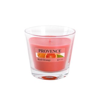 SVÍČKA VE SKLE 140G, ČERVENÝ POMERANČ