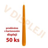 SVÍČKA KÓNICKÁ DISP.50KS,18,5X2,3CM PARAF.ORANŽOVÁ