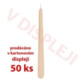 SVÍČKA KÓNICKÁ DISPL.50 KS,18,5X2,3CM PARAF.RŮŽOVÁ