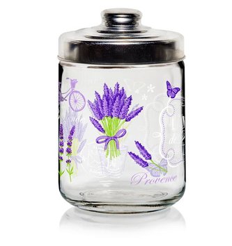 DÓZA SKLENĚNÁ S VÍČKEM,800ML LEVANDULE PROVENCE