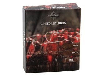 ŘETĚZ 40LED ČERVENÝ 2M 3XAA