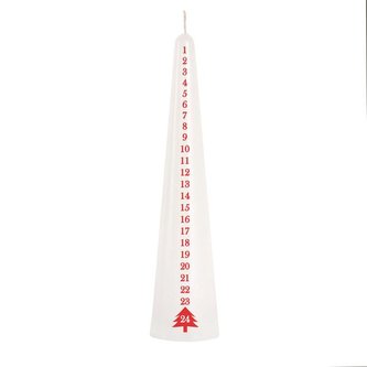 SVÍČKA KÓNICKÁ ADVENTNÍ, 25CM, BÍLÁ