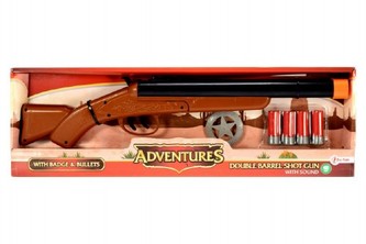 Pistole/Brokovnice kovbojská s náboji plast 47cm na baterie se zvukem v krabici