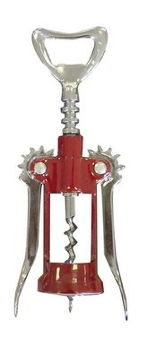 Vývrtka červená lakovaná s křídly,  17cm x 4, 5 cm