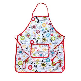 ZÁSTĚRA KUCHYŇSKÁ, BAVLNA, 60X74CM, ČERVENÉ KVĚTY