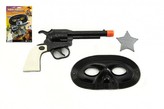 Pistole/Kolt klapací + šerifská hvězda a škraboška plast 18cm na kartě