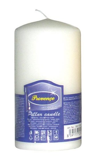 Svíčka parafín válec bílá,  6, 3 x 12, 5 cm