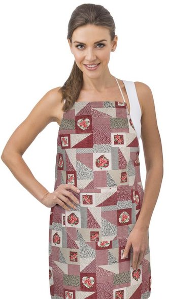 Kuchyňská zástěra EMA - patchwork bordový - zástěra 67x84 cm
