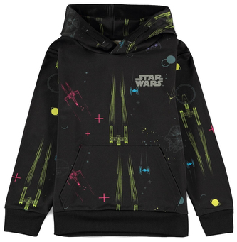 Dětská mikina s kapucí Star Wars|Hvězdné války: Colored Ships (výška 146-152 cm) černý polyester