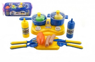 Sada nádobí s vařičem plast 26cm v plastovém košíku