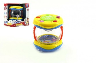 Bubínek plast 8cm na baterie se zvukem se světlem v krabičce