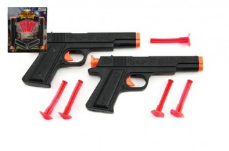 Pistole na přísavky 2ks policie plast 18cm na kartě