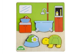 Vkládačka/Puzzle dřevěné koupelna v krabičce 14x20x2cm 18m+