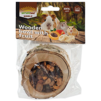 Miska NATURE LAND Nibble plněná ovocem dřevěná