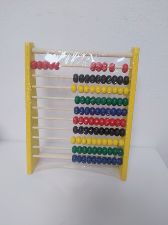 Počítadlo 100 kuliček dřevo 15x20x5cm