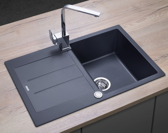 DG10C45dg Dřez granitový s odkapem Cubis TMAVĚ ŠEDÝ