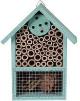 Dřevěný hmyzí hotel 15x8x20 cm, modrý