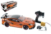 Auto RC oranžové zrychlující plast 40cm 27MHz na baterie + dobíjecí pack v krabici 56x20x24cm