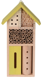 Dřevěný hmyzí hotel 13,5x8,5x26 cm, žlutý