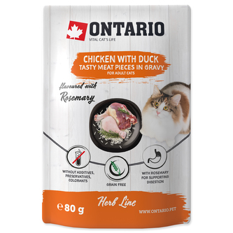 Kapsička ONTARIO Cat Herb - Chicken with Duck, Rice and Rosemary