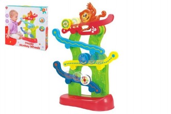 Opičí dráha s kolečky plast na baterie se zvukem v krabici 40x38x8cm 18m+