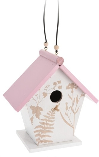 Dřevěná ptačí budka růžová 22x20,5x11,5 cm