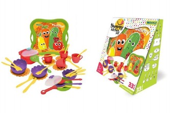 Sada nádobí s podnosem 33ks plast v krabici 30x29x15cm