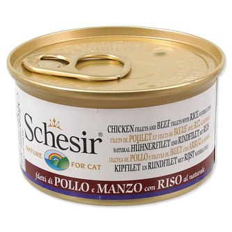 Konzerva SCHESIR Cat kuřecí + hovězí přírodní