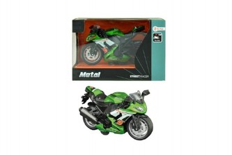Motorka silniční zelená kov 12cm na zpětný chod v krabičce 15x10x9cm