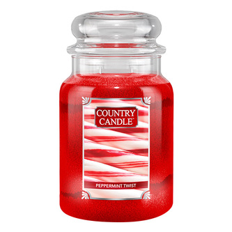 Svíčka ve skleněné dóze Country Candle, Mátová cukrová hůlka, 680 g