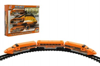 Dráha Vlak+koleje a doplňky plast 17ks na baterie se zvukem se světlem v krabici 40x30x7cm