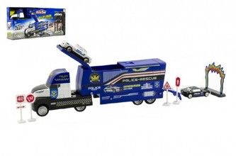 Auto Policie Truck nákladní s doplňky plast 30cm v krabici 42x19x8cm