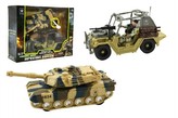 Vojenská sada plast voják+auto+ tank na baterie se světlem se zvukem v krabici 32x26x10cm