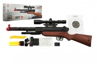 Pistole skládací plast 47cm na pěnové náboje i vodní kuličky 4v1 v krabici 58x18x5cm