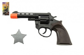 Pistole/Kolt na kapsle 8 ran + šerifská hvězda plast 18cm na kartě