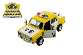 Auto VB kov 12cm na baterie se zvukem a světlem na zpětné natažení český design