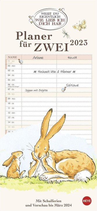 Weißt du eigentlich, wie lieb ich dich hab? Planer für zwei 2023 Weißt du eigentlich, wie lieb ich dich hab? Planer für zwei 2023