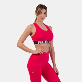 Sportovní podprsenka Medium Impact Cross Back Pink - NEBBIA