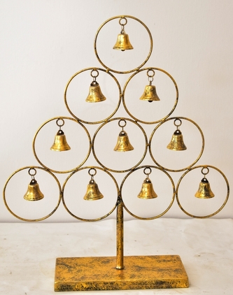 Kovový strom se zvonečky 50 cm, zlatý