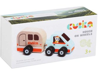 CUBIKA 15368 Auto s karavanem - dřevěná hračka s magnetem 2 díly