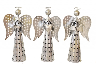 Sada 3 ks plechových andělů, 51 cm