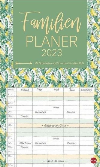 Tropical Leaves Familienplaner XL 2023
