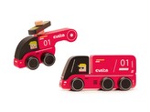 CUBIKA 15559 Hasiči - dřevěné autíčko s helikoptérou
