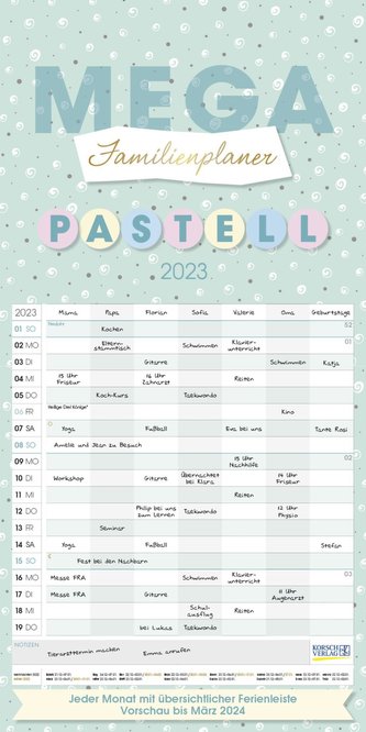 Mega Familienplaner Pastell 2023