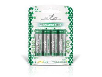 Baterie AA (LR6) nabíjecí 1,2V/2600mAh ETA 4ks Baterie AA (LR6) nabíjecí 1,2V/2600mAh ETA 4ks