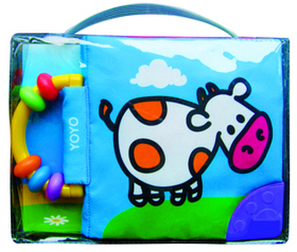 Šusticí měkká knížka s chrastítkem Kravička