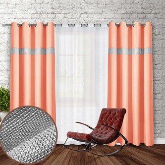 Dekorační závěs se zirkony s kruhy GLORY 250 lososová 140x250 cm (cena za 1 kus) MyBestHome