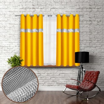 Dekorační krátký závěs se zirkony s kruhy GLORY 160 žlutá 140x160 cm (cena za 1 kus) MyBestHome